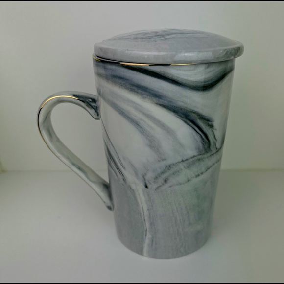 Mrs Coffee Tea Mug Matching lid with spoon/straw opening Marble Pattern - Picture 2 of 6